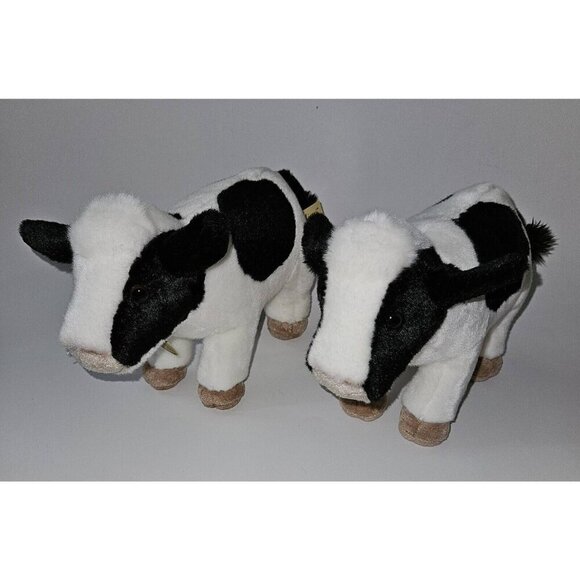 2 Aurora Miyoni Tots Cow Plush Lot 10" Long Stuffed Animal Toys 2022 Realistic - Picture 1 of 8